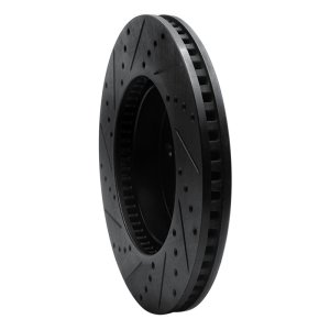 Dodge Durango Brake Rotor (1) - Front Right - R1 Concepts - Drilled & Slotted - Black - 2003